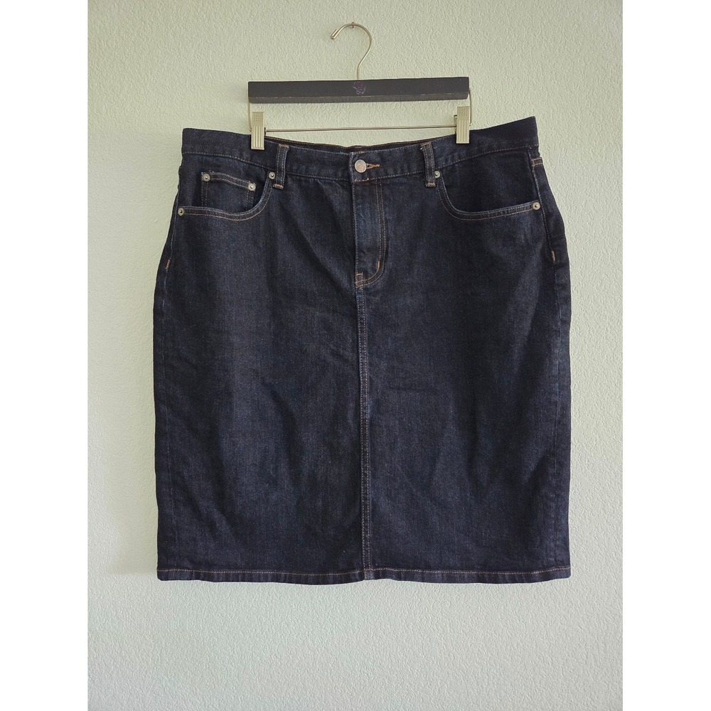Lauren Ralph Lauren Jeans Co Womens 14W Denim Skirt Dark Blue Classic Fitted